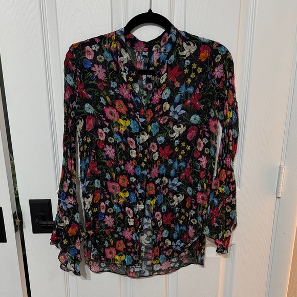 Macy's Tops - Floral Black Blouse
